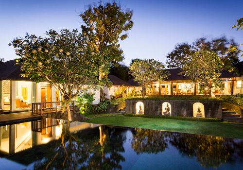 4. Villa Simona Oasis - Main pavillion and master bedroom lit up at night